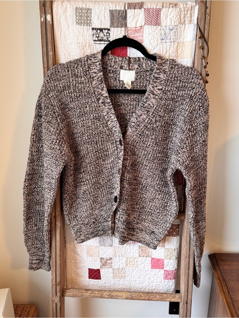H&M Marled Gray V-Neck Button Cardigan